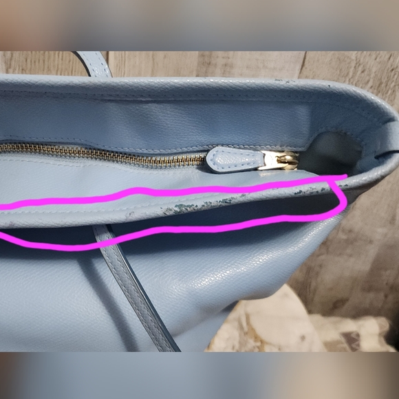 🌷Y2K Authentic Coach Street Zip Tote in Crossgrain Light Blue Leather🌸 - Picture 9 of 12